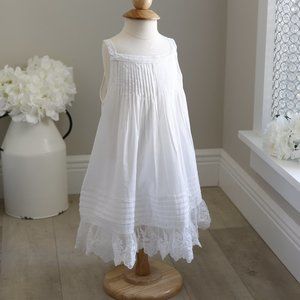 Girl's Size 2 White Cotton Sundress/Slip Dress Lace Trimmed Beach Portrait NWT